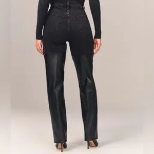 Abercrombie and fitch faux leather and denim pants.